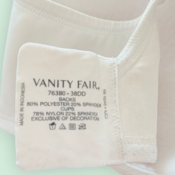 Vanity Fair 38DD Stiff Padded Beauty Back Smoothing Minimizer Bra White - Picture 5 of 7